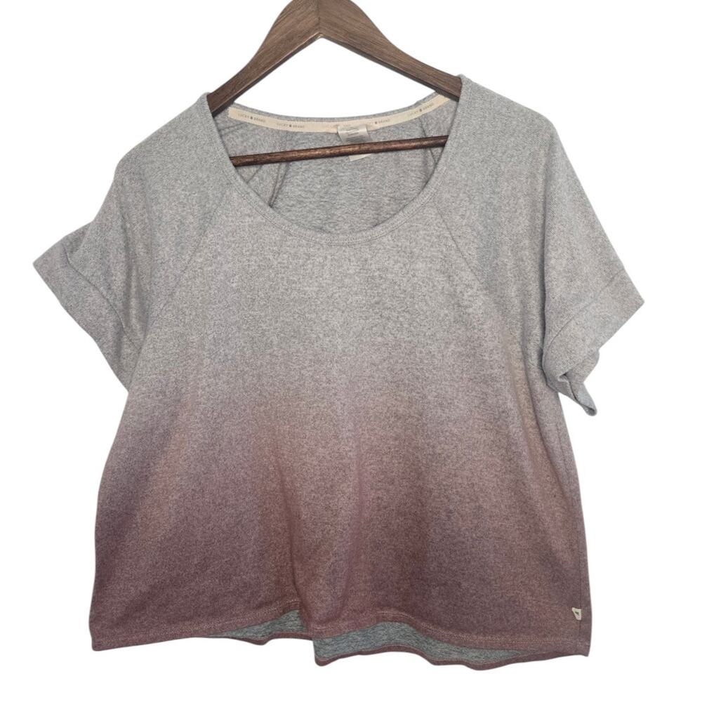 Lucky Brand Gray Mauve Ombre Short Sleeve Scoop Neck Tee Size L